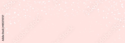 Illustration white hearts on pastel light pink background. Abstract hearts snow