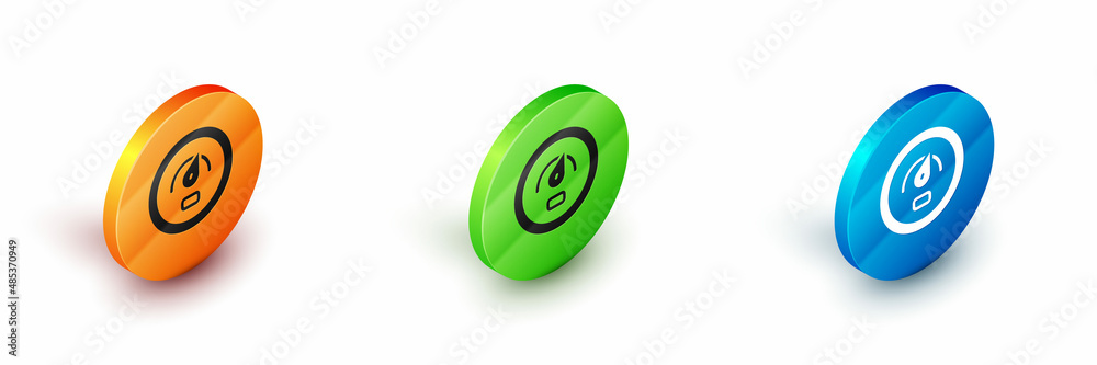 Isometric Digital speed meter concept icon isolated on white background. Global network high speed connection data rate technology. Circle button. Vector Isometric Digital speed meter concept icon isolated on white background. Global network high speed connection data rate technology. Circle button. Vector
