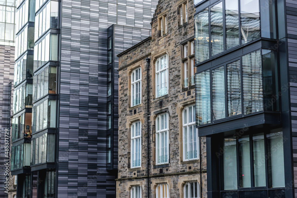 Old renovated and modern building in former hospital are called Quartermile estate in Edinburgh city, Scotland, UK
