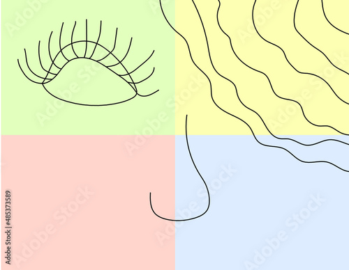 vector lines abstract human composition, illustration, wallpaper and background in pastel hues