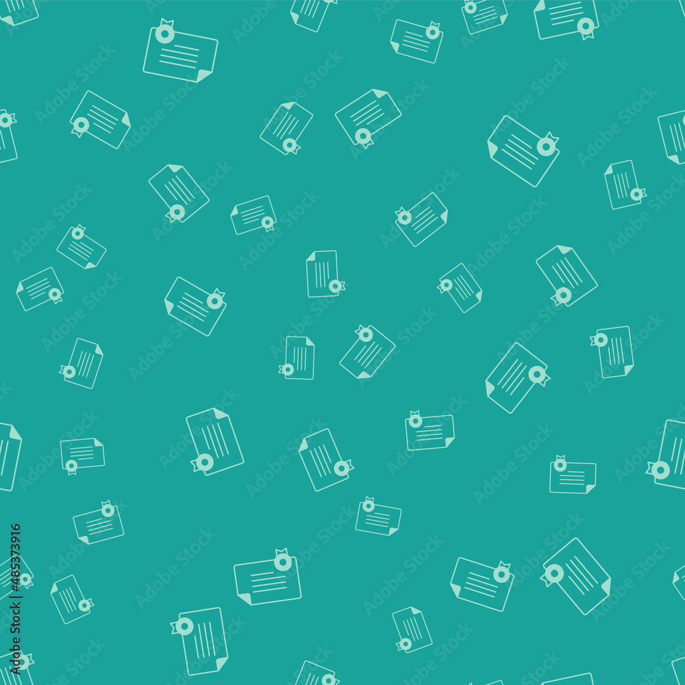 Green Certificate template icon isolated seamless pattern on green background. Achievement, award, degree, grant, diploma concepts. Vector Green Certificate template icon isolated seamless pattern on green background. Achievement, award, degree, grant, diploma concepts. Vector