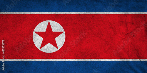North Korea flag painted on old grunge paper