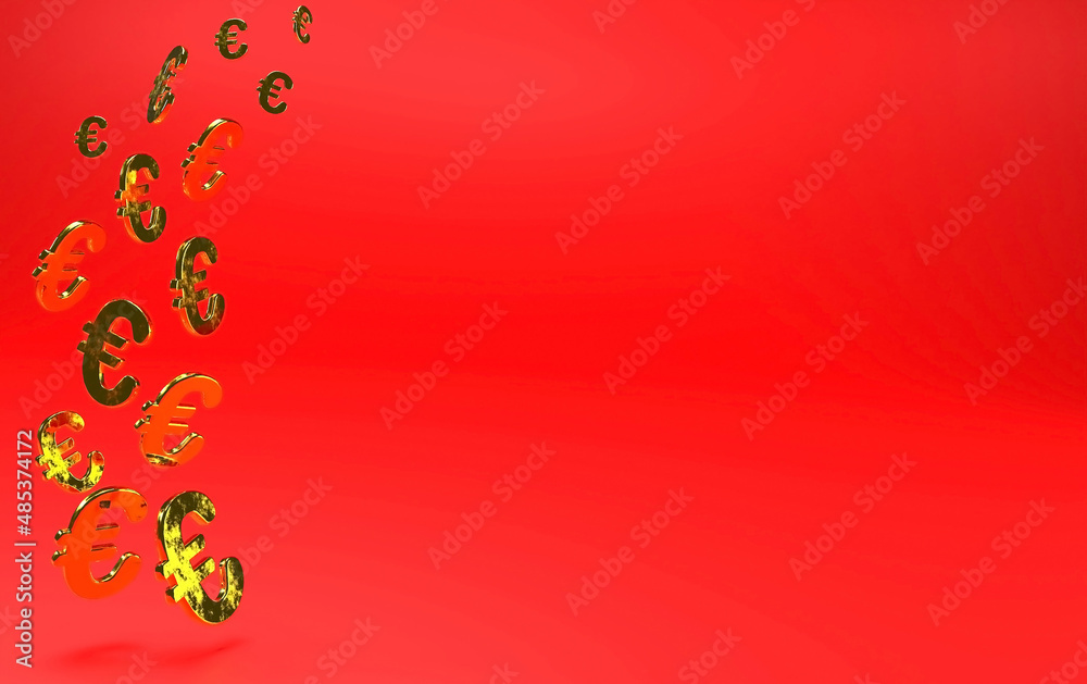 Group of signs golden euro space 3d illustration Group of signs golden euro space 3d illustration