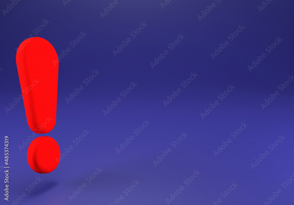 Red exclamation mark space 3d illustration Red exclamation mark space 3d illustration