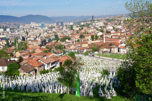 Photography an aerial view of Sarajevo, the capital of Bosnia and Herzegovina