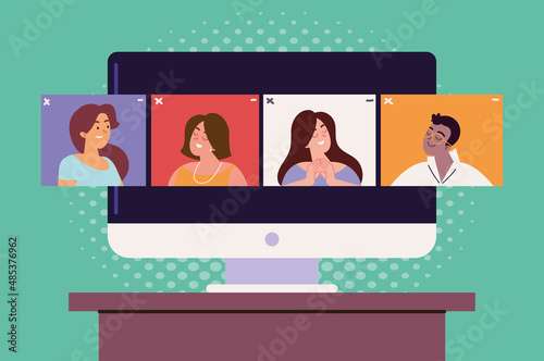 people connecting in video call