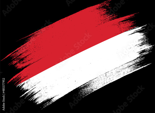 Indonesia flag with brush paint textured isolated  on png or transparent background,Symbol of Indonesia,template for banner,promote, design, and business matching country poster, vector illustration