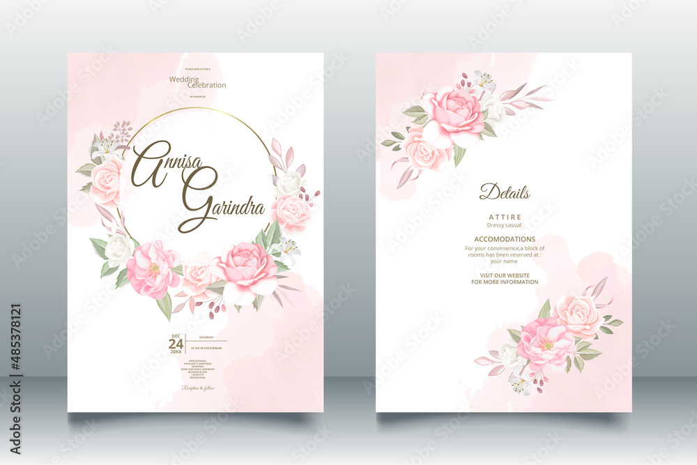 Romantic Flower Wedding Invitations Card