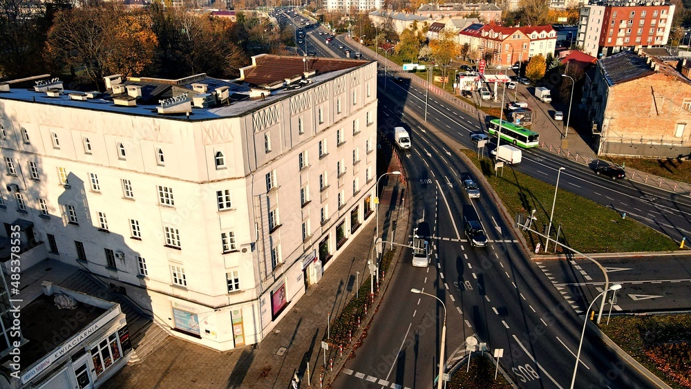 View from the top on a sunny ,summer day on the city of Bialystok.