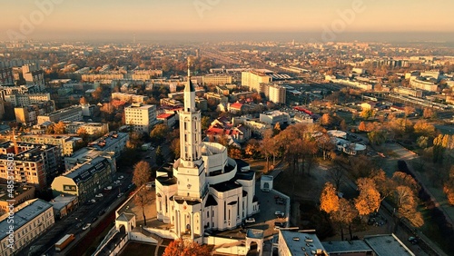 View from the top on a sunny  summer day on the city of Bialystok.