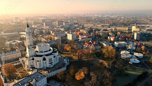 View from the top on a sunny ,summer day on the city of Bialystok.