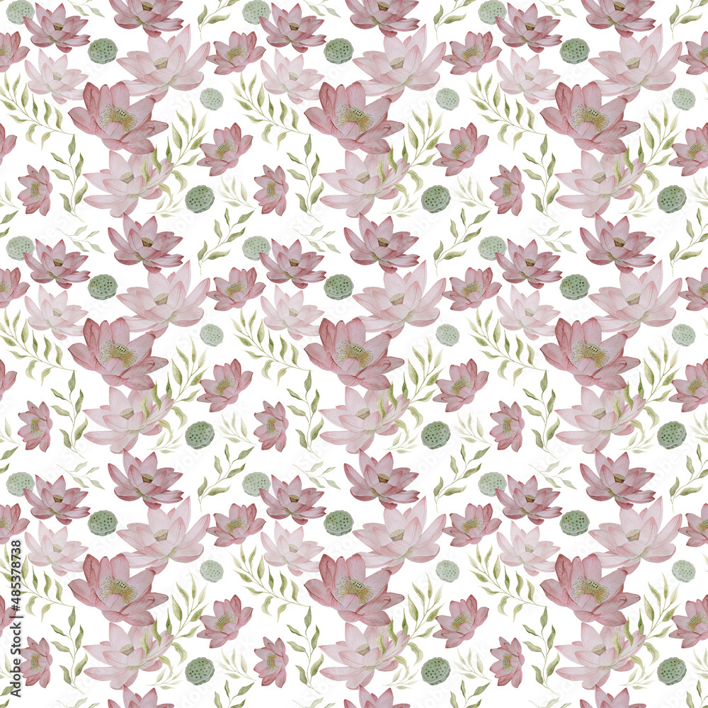 watercolor seamless pattern of lotus flowers watercolor seamless pattern of lotus flowers