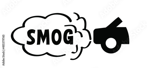 Cars and traffic CO2 clouds. traffic exhaust pollution icon. Vector pictogram or symbol. Car with smog. CO2 emissions. Carbon dioxide. Climate change and global warming. NOx or nitrogen oxides.