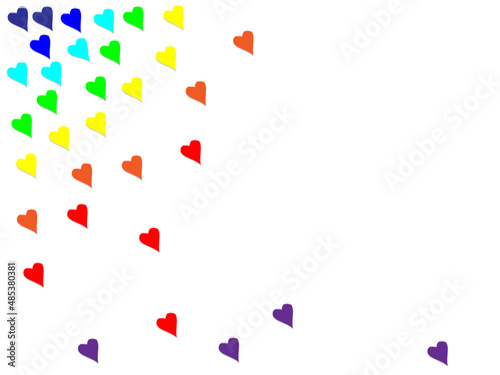 kleine Herzchen regenbogenfarben weißer Hintergrund für Text, Valentinstag, Vektor