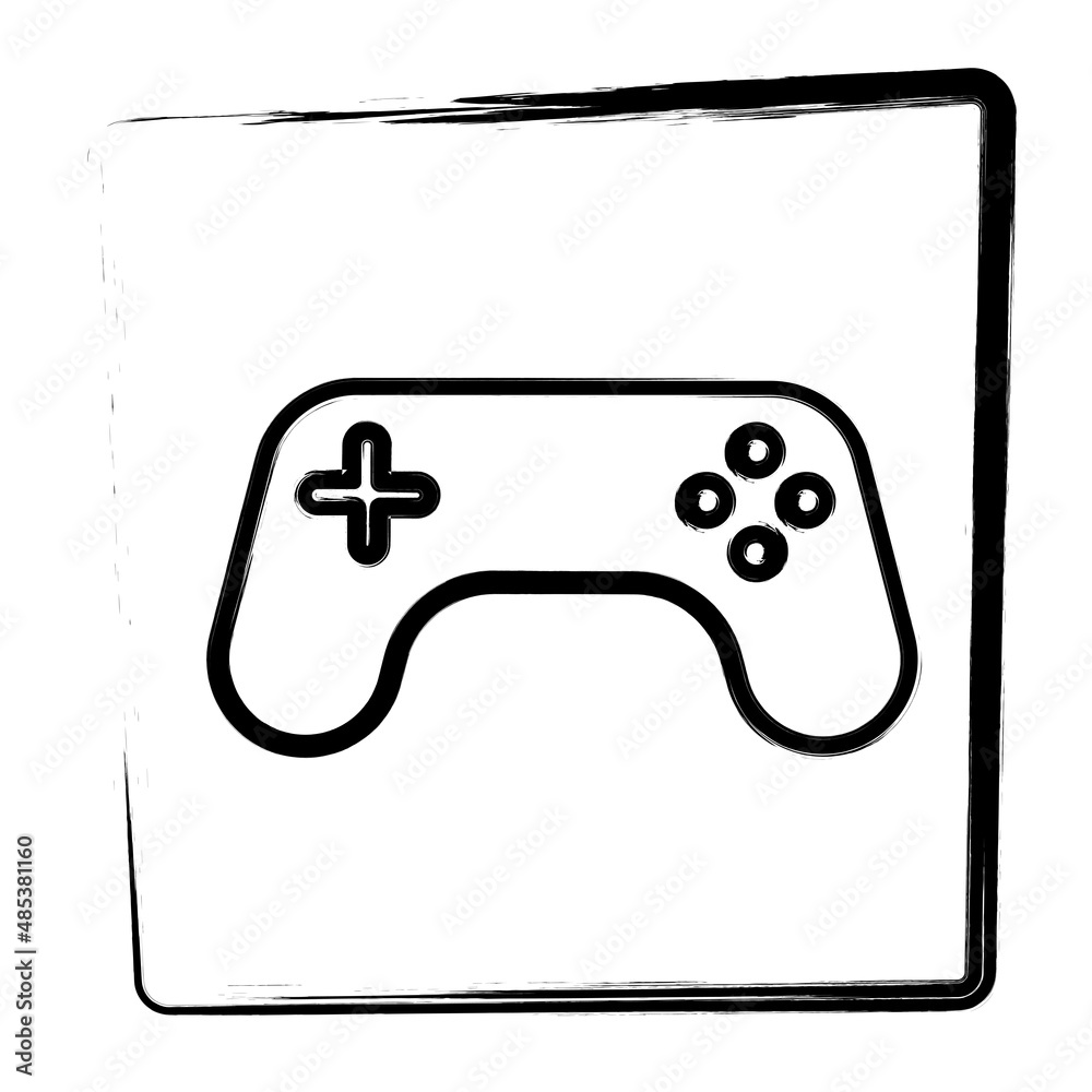 Gamepad icon, framed brush strokes, vector illustration. Gamepad icon, framed brush strokes, vector illustration.