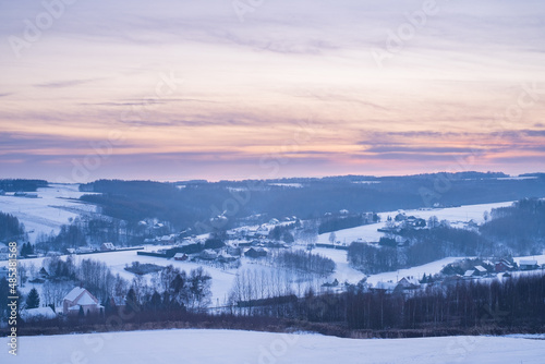 Snowy landscape of a Polish village