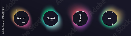 Abstract circle shapes with gradient isolated on black background. Vector set. Fluid vivid gradients for banners. Modern trendy design. Liquid shape. Colorful bright neon template. Dynamic soft color.
