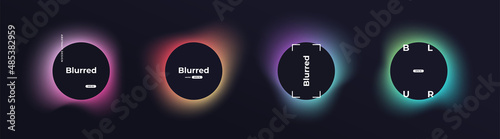 Circle banner with gradient isolated on black background. Vector set. Fluid vivid gradients for banners, brochures, covers. Abstract liquid shapes. Colorful bright neon template. Dynamic soft color. photo