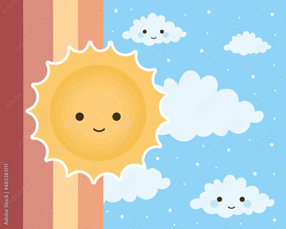 cartoon sun and rainbow cartoon sun and rainbow