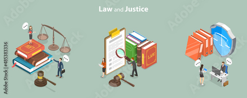 3D Isometric Flat Vector Conceptual Illustration of Law And Justice, Advocate Attorney Service