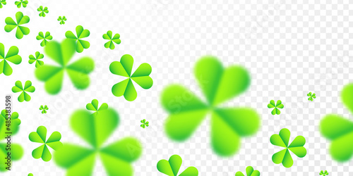 Vector realistic isolated clover confetti border on the transparent background. Concept of Happy St. Patrick's Day.