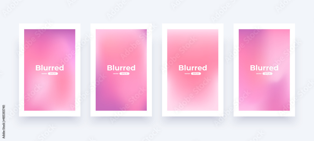 Gradient background set. Soft color. Bright colorful colors. Simple modern screen design. Purple, pink and red colors. Vibrant style template. Vector illustration.