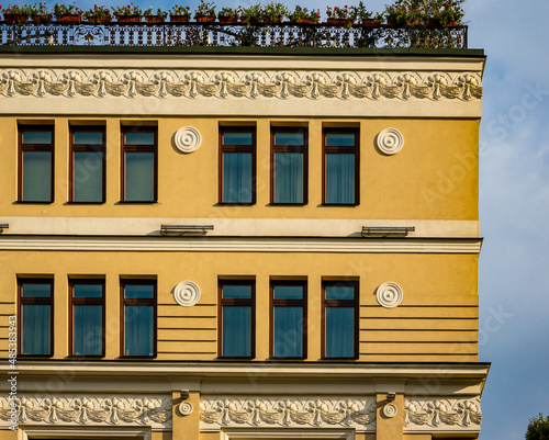 Colorful and decroative architecture of buildings in Kiev, Ukraine photo