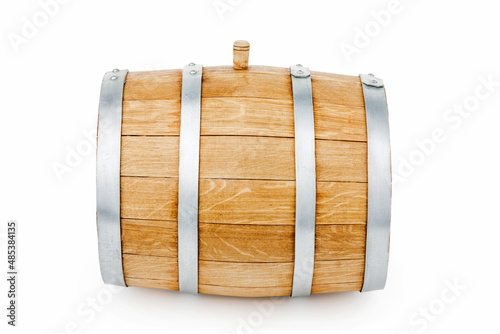 Wooden barrel, isolated on a white background.