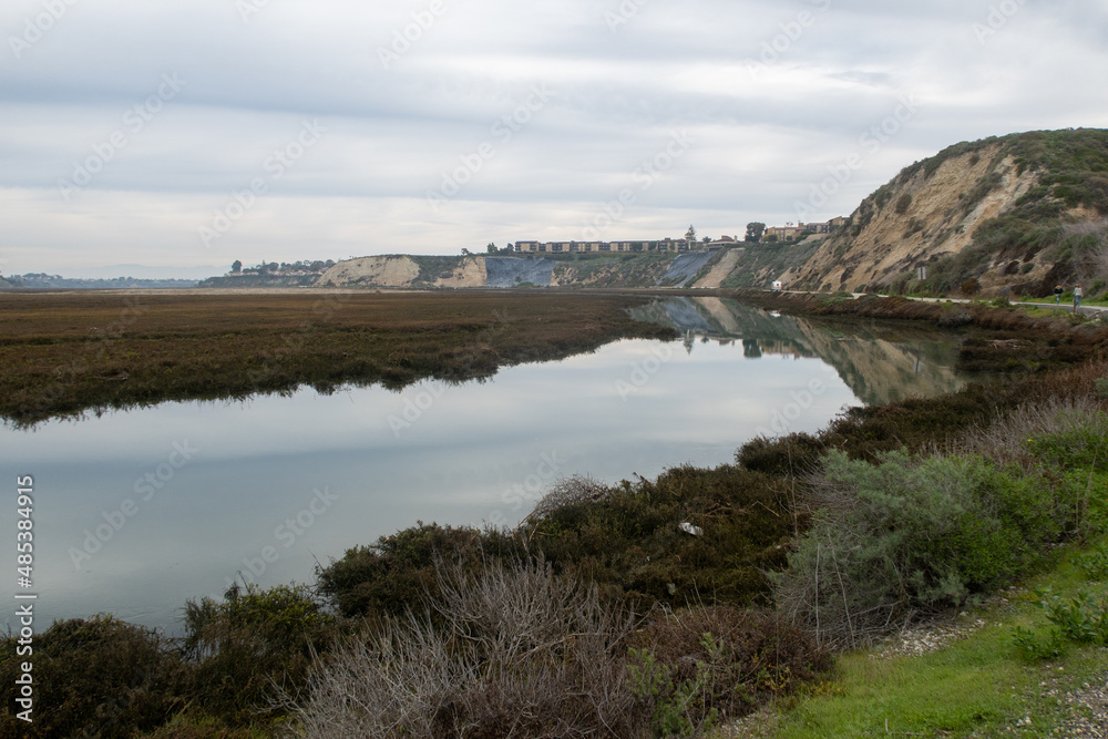 The Newport Beach, California, Back Bay Estuary from the Pacific Ocean Environmental Habitat as Seen from the Bike and Hiking Trail