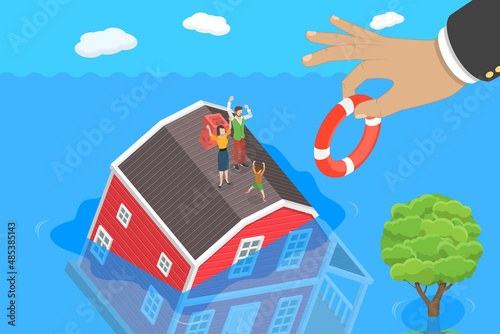 3D Isometric Flat Vector Conceptual Illustration of Underwater Mortgage, Loan with a High Principal