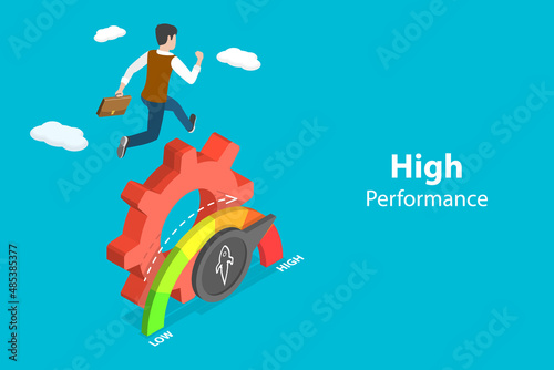 3D Isometric Flat Vector Conceptual Illustration of High Performance, Maximum Job Productivity