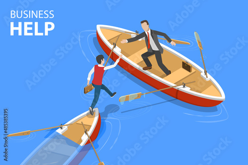 3D Isometric Flat Vector Conceptual Illustration of Business Help, Economical Crisis and Financial Support