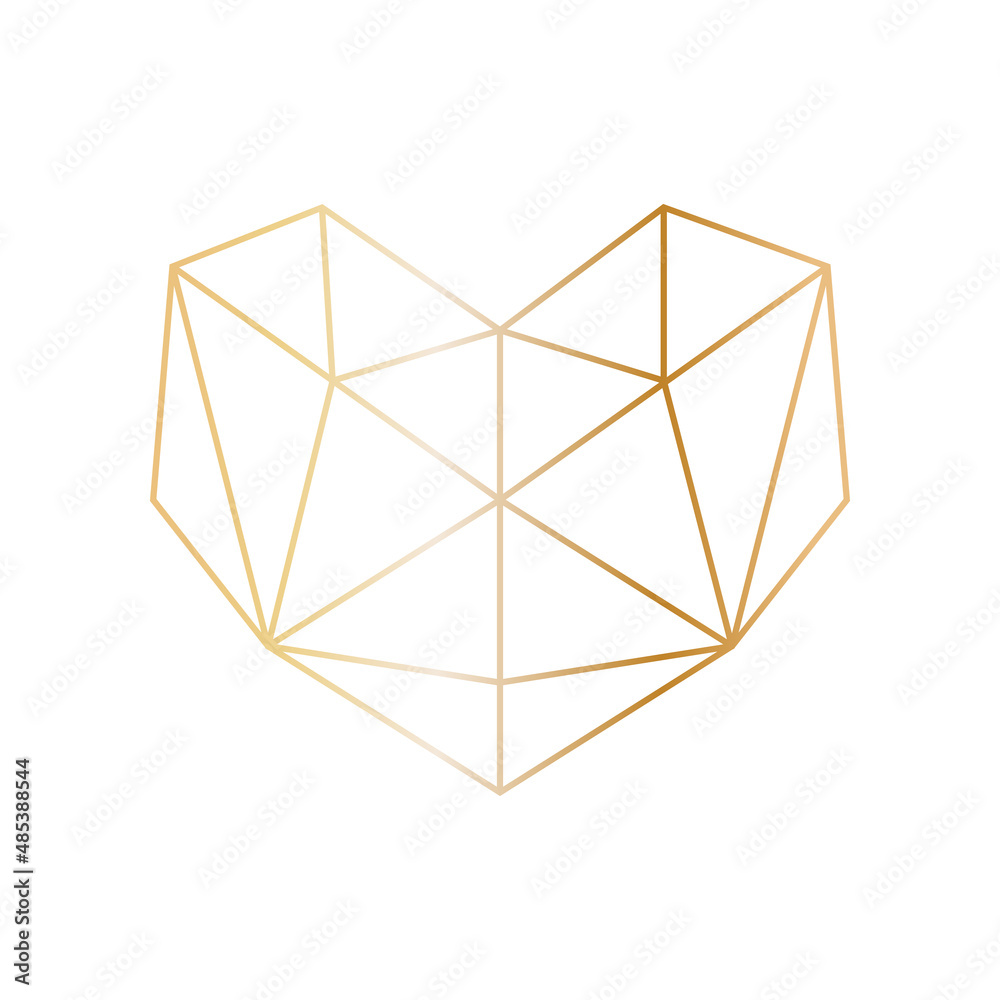 Vector golden heart in a modern geometric style. Vector illustration for your graphic design. Geometric Logo icon In The Shape Of A Heart. Design elements for Valentine's Day. Vector golden heart in a modern geometric style. Vector illustration for your graphic design. Geometric Logo icon In The Shape Of A Heart. Design elements for Valentine's Day.