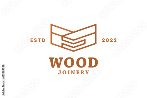 Wood joinery furniture vector design template. Carpenter restoring a vintage cabinet logotype. Furniture restoration logo design. 