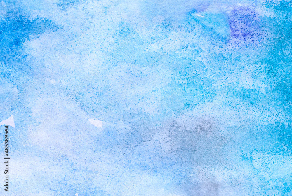 Light blue cool winter frosty hand painted watercolor background.
