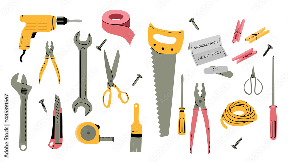 Construction Tools Illustrations Set Construction Tools Illustrations Set