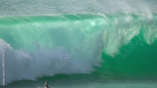 Sea azure wave, close-up shot photo