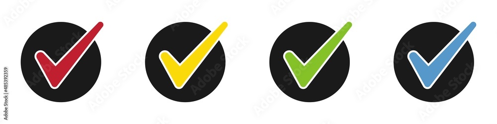 Set of checkmark icons. Vector illustration isolated on white background. Set of checkmark icons. Vector illustration isolated on white background.