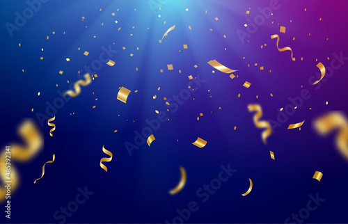 Abstract background. Party, Celebration or special birthday background with golden shiny glitters or ribbon falling in gradient background. Creative and Modern design. vector illustration