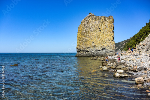 Giant sail-like rock named Parus on Black Sea coast of Caucasus Mountains  Gelendzhik  Russia.