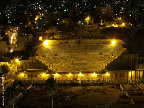 Amman  Jordan  August 10  2010  Night view of the Roman Theater in Amman  Jordan