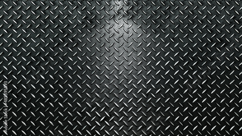 Metal diamond wall illuminated by lights for background. 3d rendering