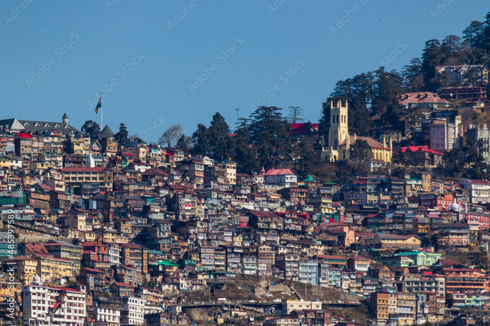 Naklejka premium Panoramic view of Shimla, Himachal