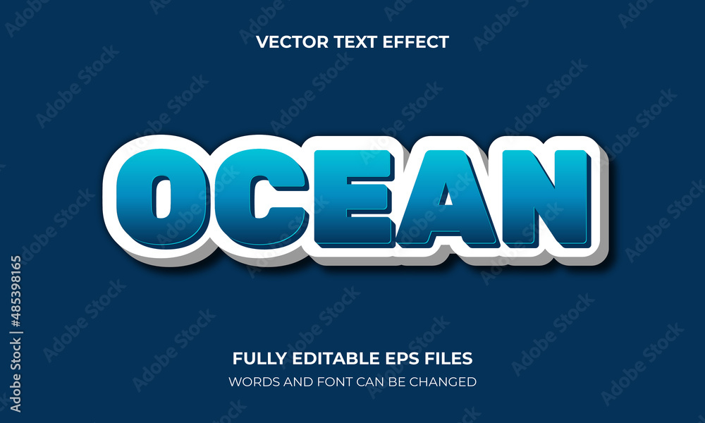 Editable 3D Text Effect Template With Ocean Style