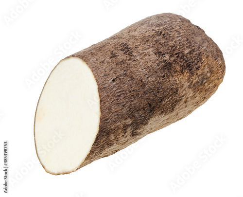 Photos half of tuber of african yam isolated on white
