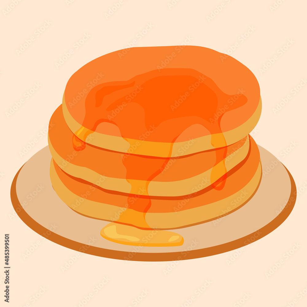 Fresh tasty hot pancakes with sweet maple syrup. Fresh tasty hot pancakes with sweet maple syrup.