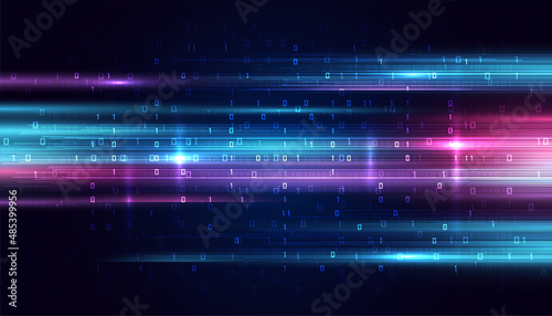 Modern abstract high-speed movement. Colorful dynamic motion on background with binary code. Movement sport pattern for banner or poster design background concept.