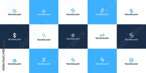 set of infographic elements Letter S Technology logo modern business branding for digital company