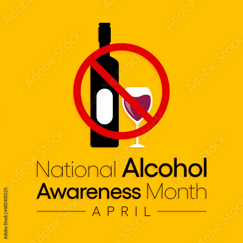 Alcohol awareness month is observed every year in April, to educate the public and highlight the dangers of alcohol misuse. vector illustration