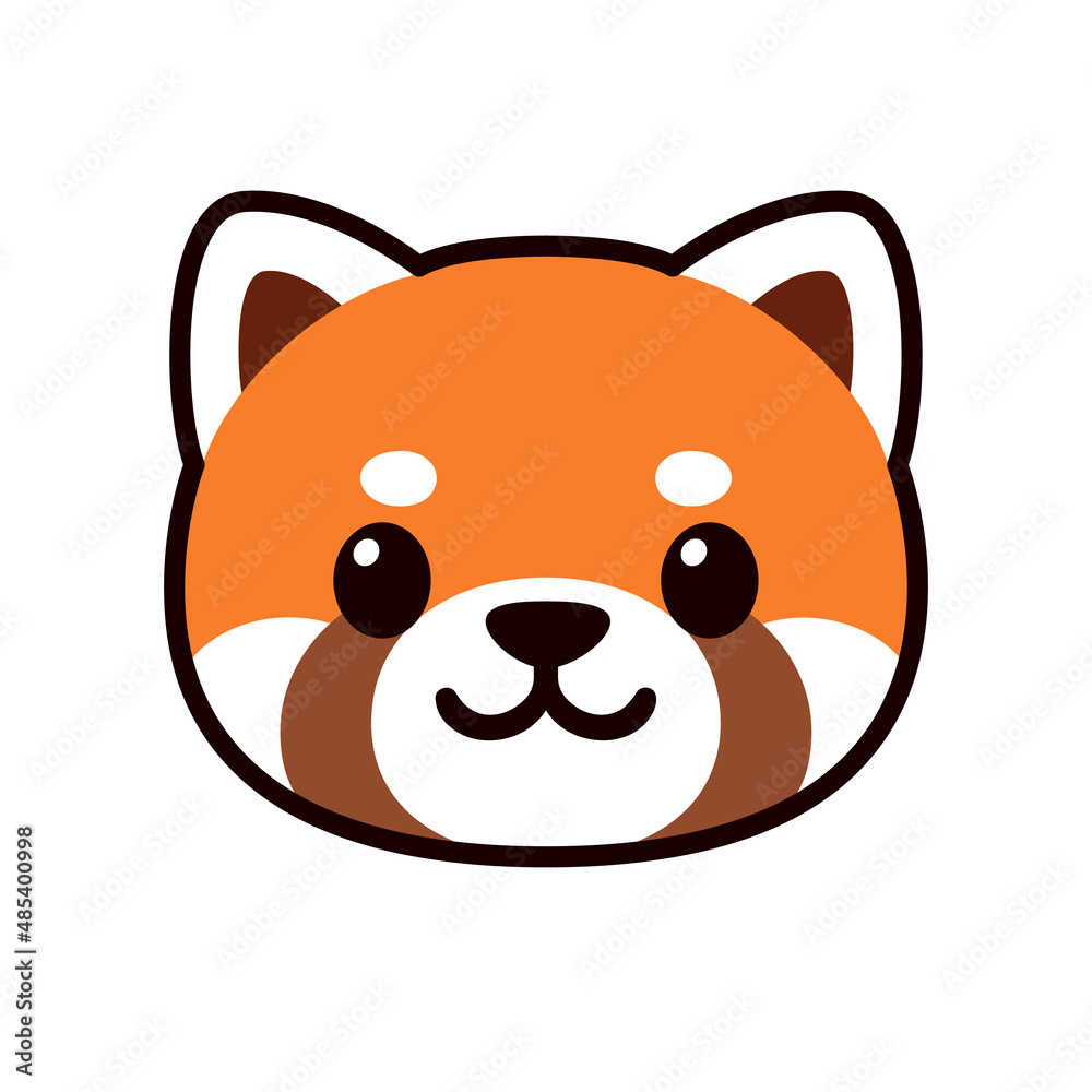 Cute cartoon Red Panda face Stock Vector | Adobe Stock
